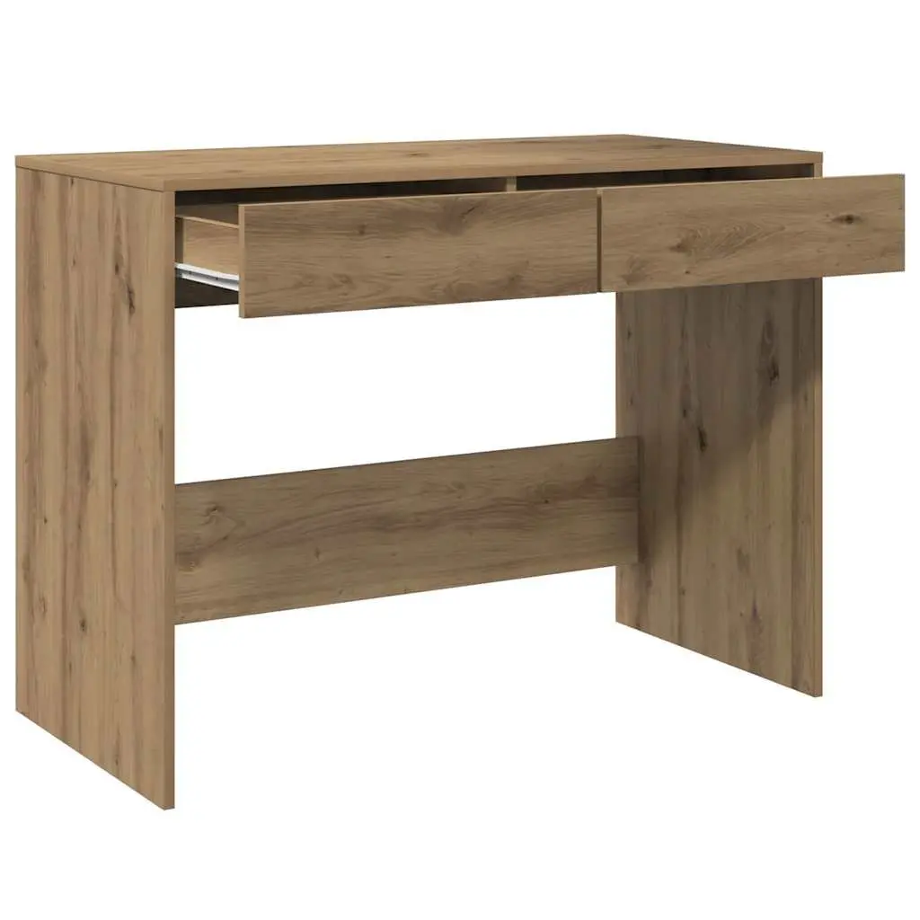 Engineered Wood Office Desk with 2 Drawers Brown Artisan Oak 101x50x76.5cm