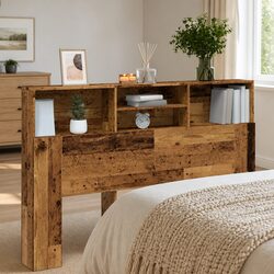 Headboard Cabinet Specifications: 160x19x103.5cm, Brown