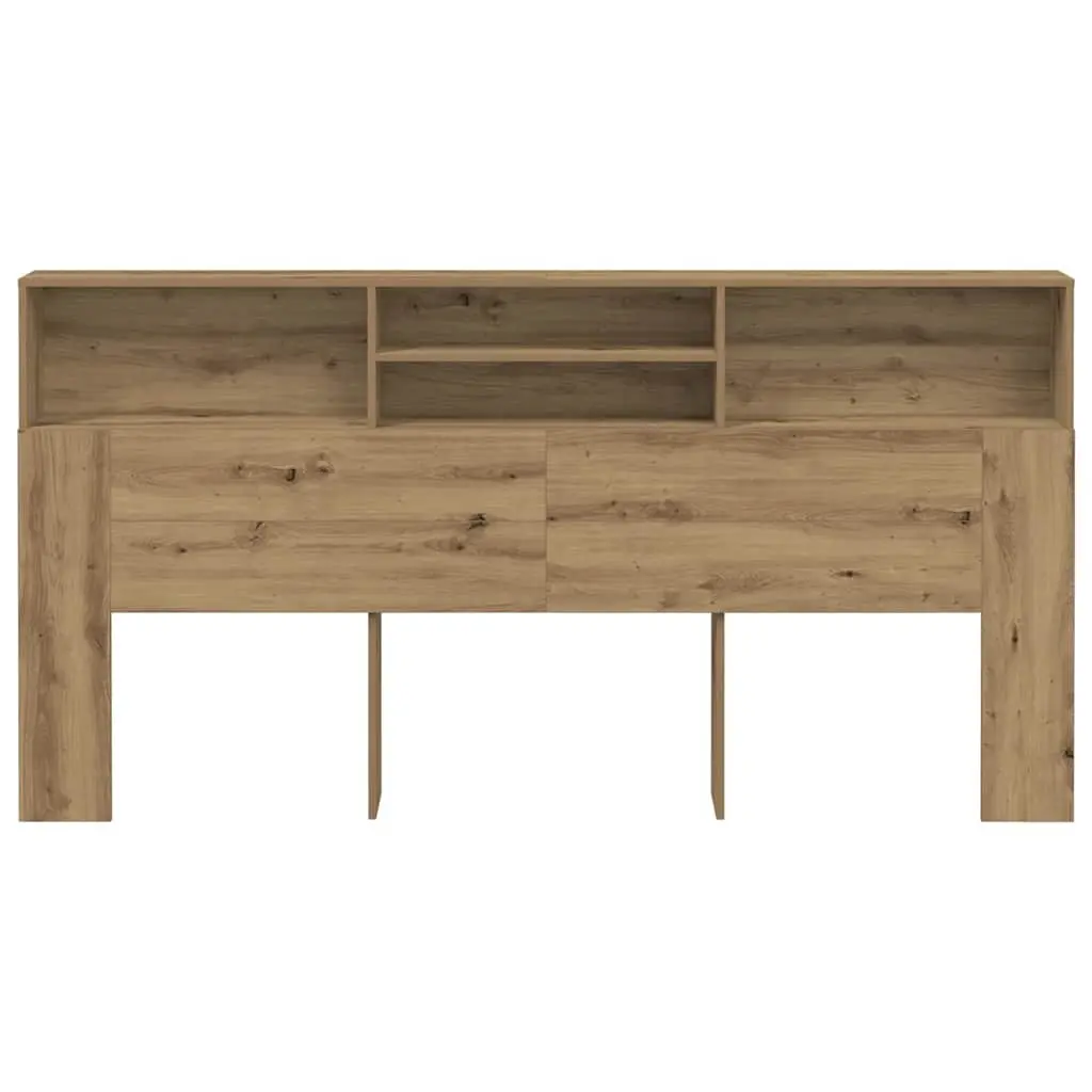 Headboard Cabinet Bedroom Storage Organiser Brown Engineered Wood 200x19x103.5cm