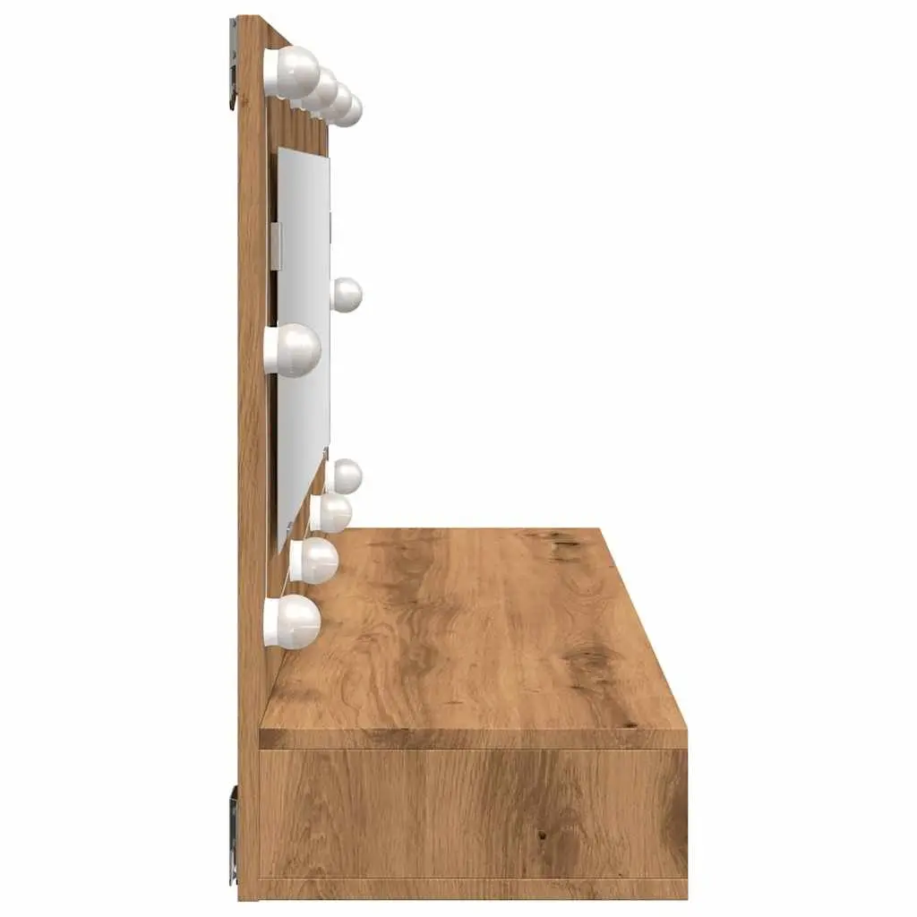 LED Bathroom Mirror Cabinet Wall Mounted Brown Engineered Wood Vanity Storage 90x31.5x62cm