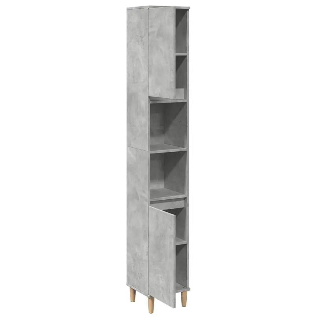 Bathroom Vanity Cabinet Grey Engineered Wood Storage Unit 30x30x190cm