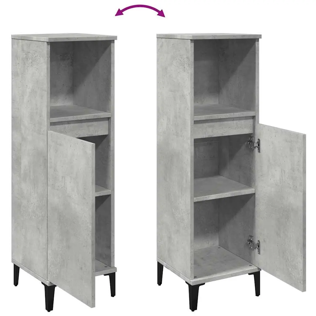 Bathroom Vanity Cabinet Grey 30x30x100 cm, Engineered Wood