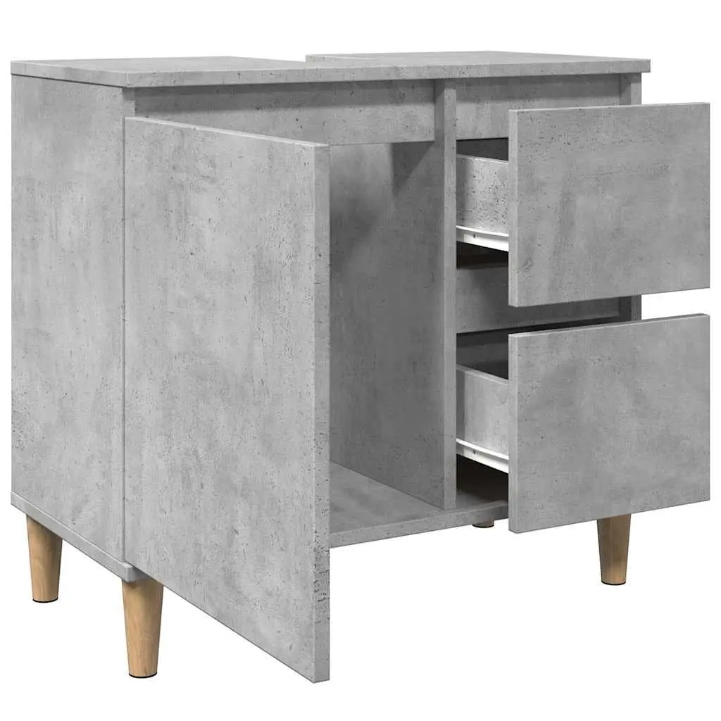 Bathroom Vanity Unit Sink Cabinet Grey Storage Drawers Compartment Engineered