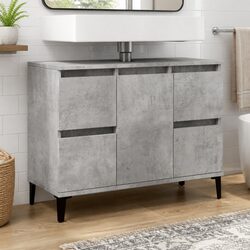 Grey Bathroom Sink Cabinet, 80x33x60cm, 4 Drawers