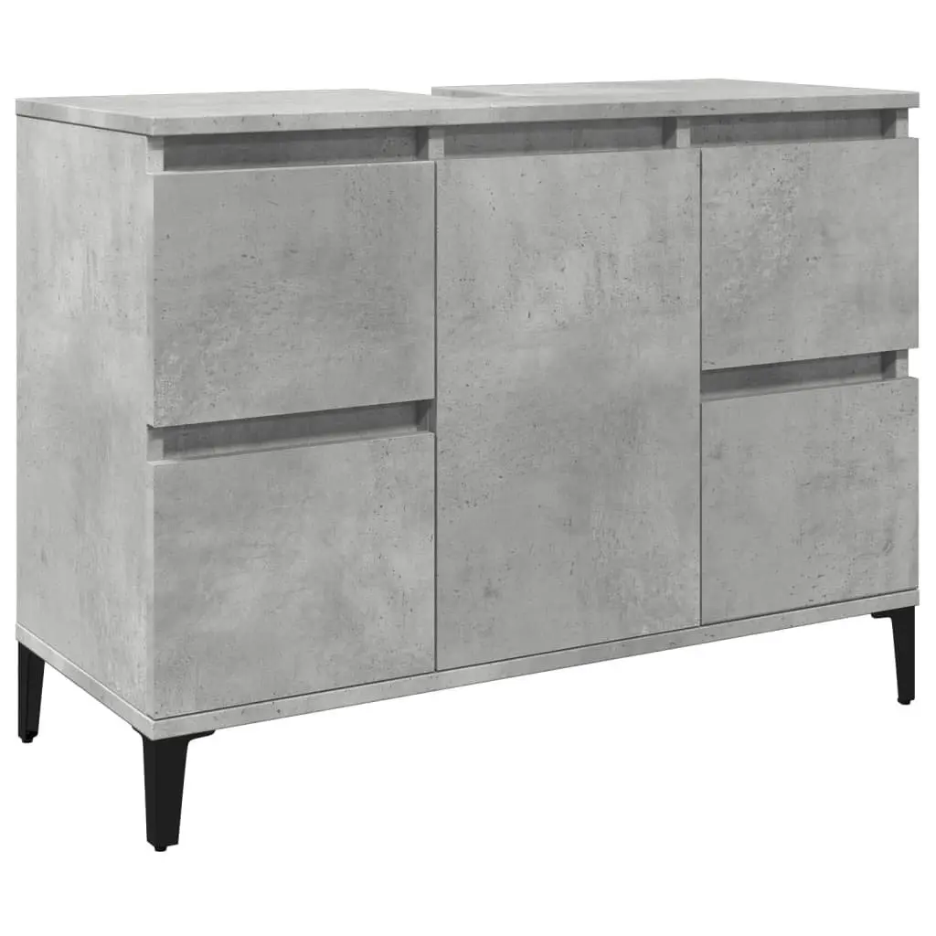 Grey Bathroom Sink Cabinet, 80x33x60cm, 4 Drawers
