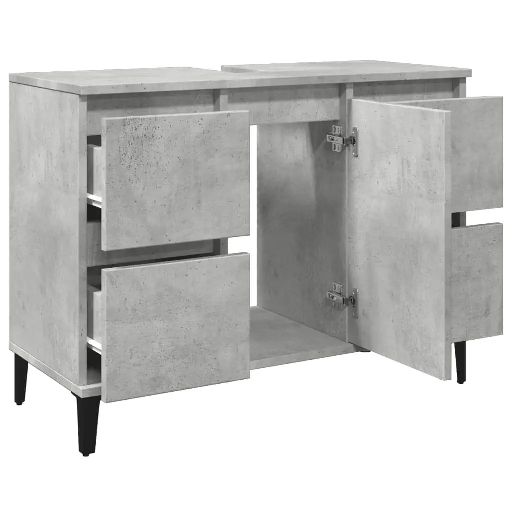 Grey Bathroom Sink Cabinet, 80x33x60cm, 4 Drawers