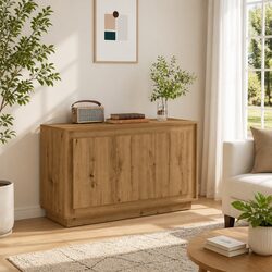 Sideboard Storage Cabinet Brown Engineered Wood 6 Compartments Living Room