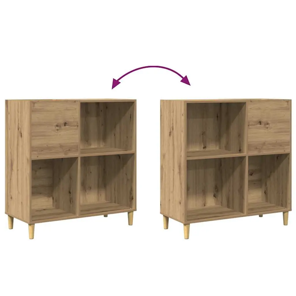 Record Cabinet Brown Engineered Wood Storage Vinyl LP Display Organizer
