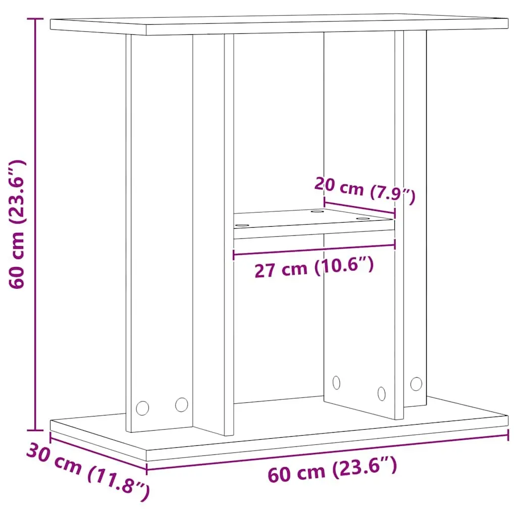 Aquarium Stand 60x30x60 cm Brown Engineered Wood Fish Tank 3 Tier Storage