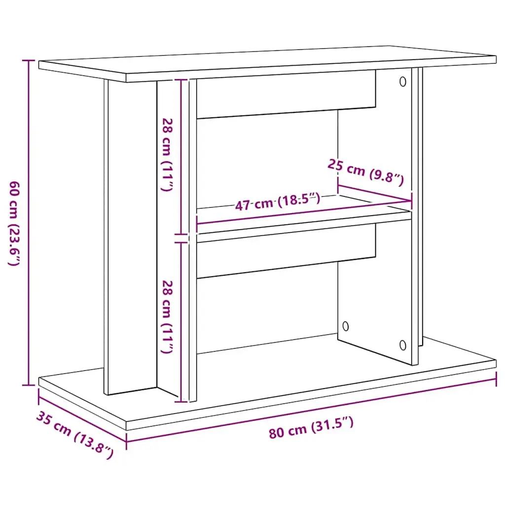 Aquarium Stand for Fish Tank 80x35x60 cm Brown Engineered Wood 3 Tier Storage Cabinet