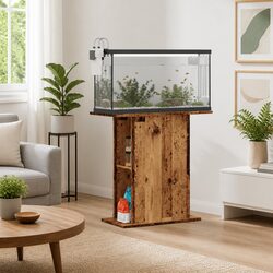 Aquarium Stand Old Wood Brown Engineered Display Cabinet Fish Tank Support