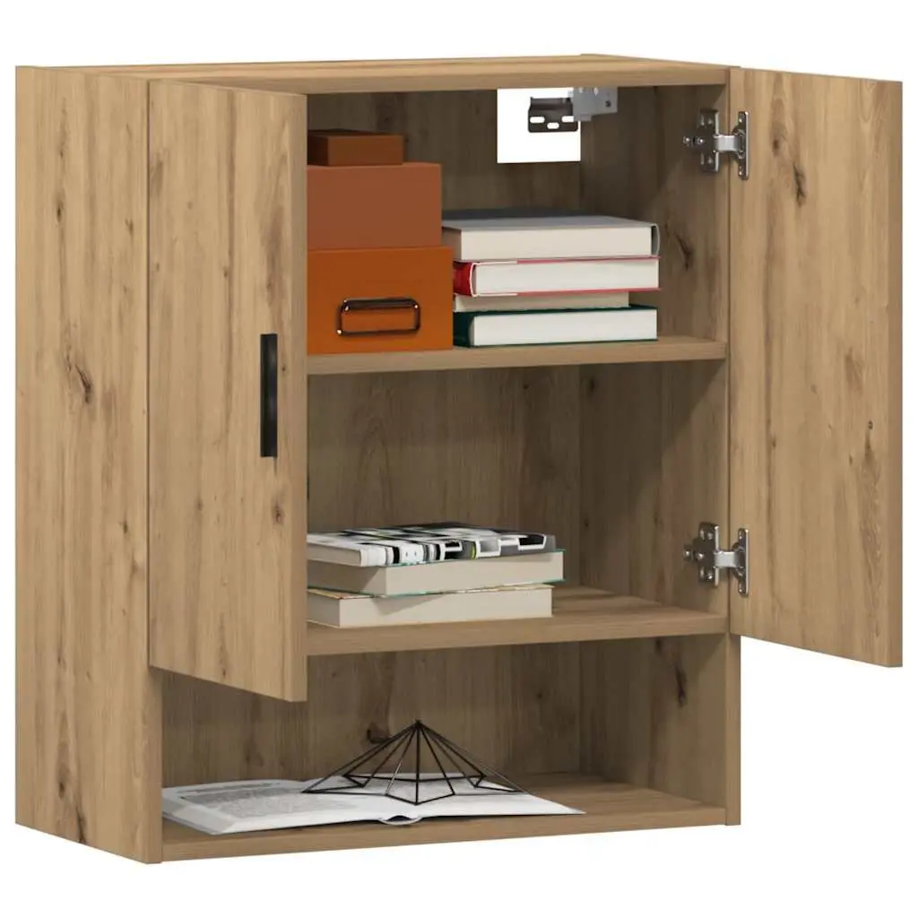 Wall Cabinet Storage Floating Engineered Wood Brown Home Organiser 60x31x70cm