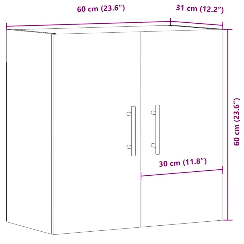 Wall Cabinet Storage Floating Engineered Wood Brown 60x31x60 cm Home Organiser