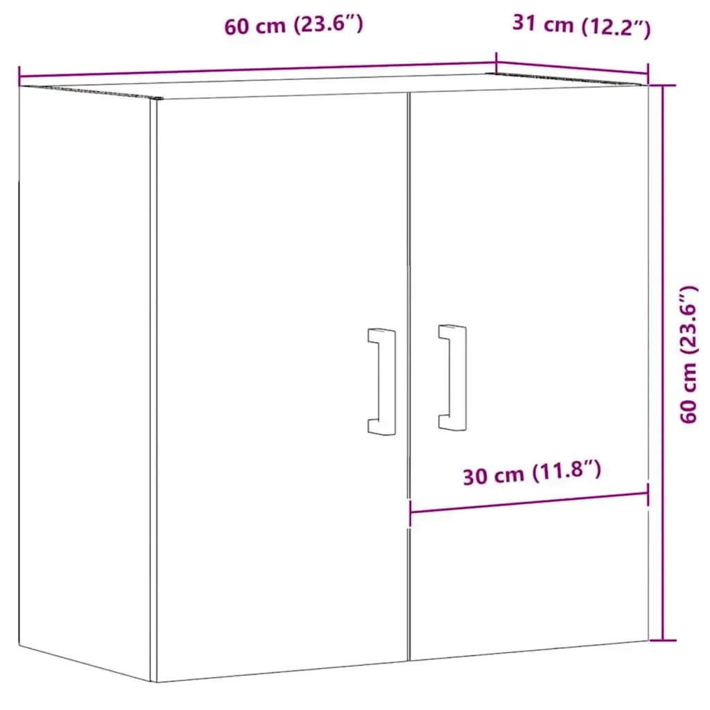 Wall Storage Cabinet Floating Engineered Wood Brown 60x31x60 cm Home Organizer