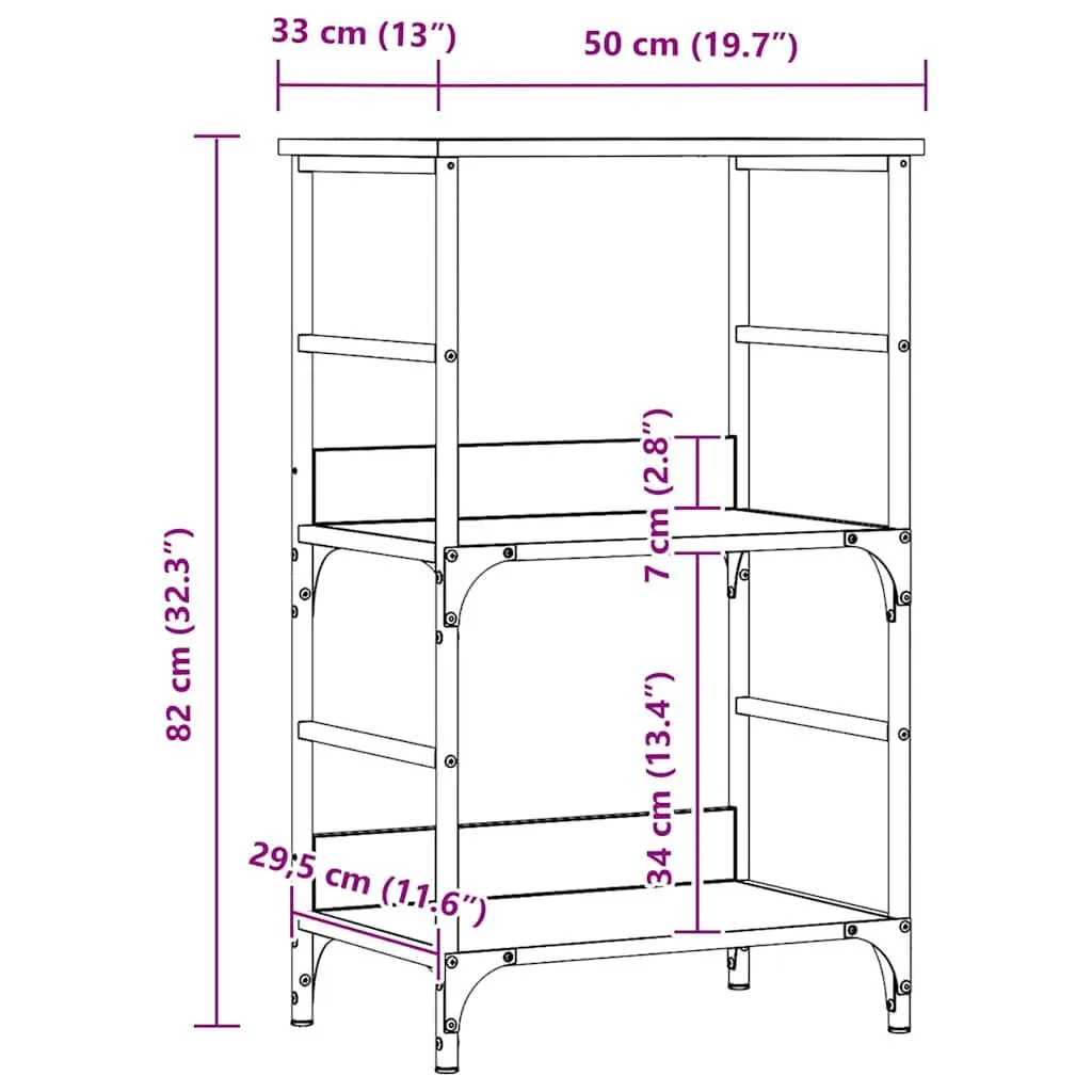 Book Cabinet Engineered Wood Storage Organizer Brown Shelving Unit 50x33x82cm