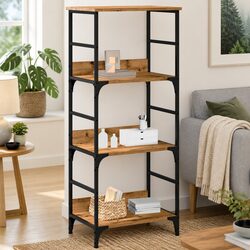 Brown Book Cabinet Dimensions: 50x33x117.5cm, 3 Compartments