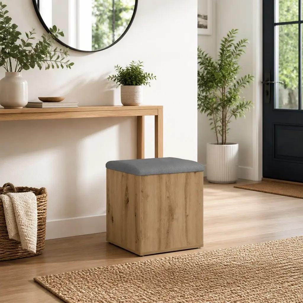 Storage Bench Hallway Entryway Living Room 42 x 42 x 45 cm Brown