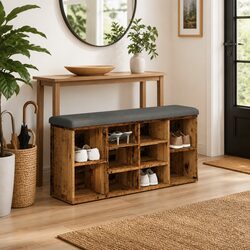 Shoe Bench Dimensions: 102 x 32 x 50 cm, Brown Wood
