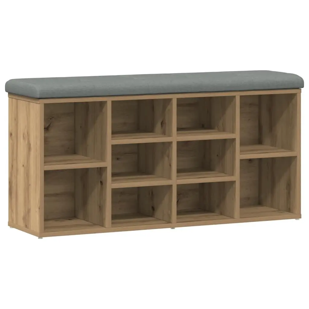 Shoe Bench Entryway Hallway Brown Padded Seat 102 x 32 x 50 cm