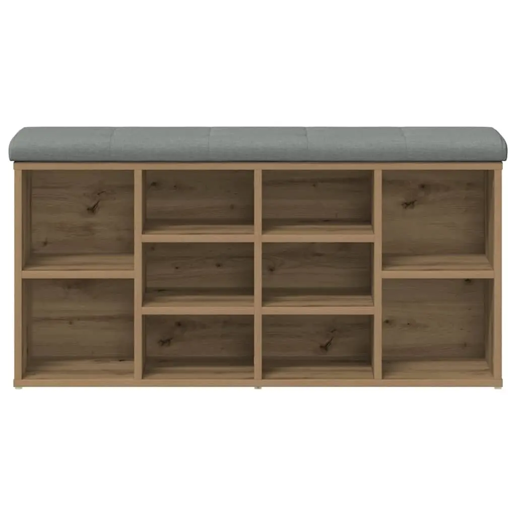 Shoe Bench Entryway Hallway Brown Padded Seat 102 x 32 x 50 cm