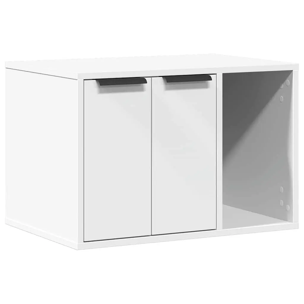 Cat Litter Box Enclosure Cabinet for Cats White Engineered Wood 60 x 40 x 40 cm