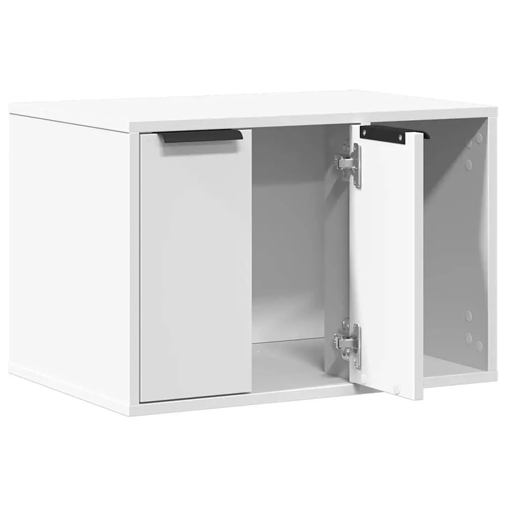 Cat Litter Box Enclosure Cabinet for Cats White Engineered Wood 60 x 40 x 40 cm