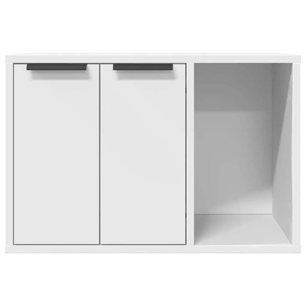 Cat Litter Box Enclosure Cabinet for Cats White Engineered Wood 60 x 40 x 40 cm