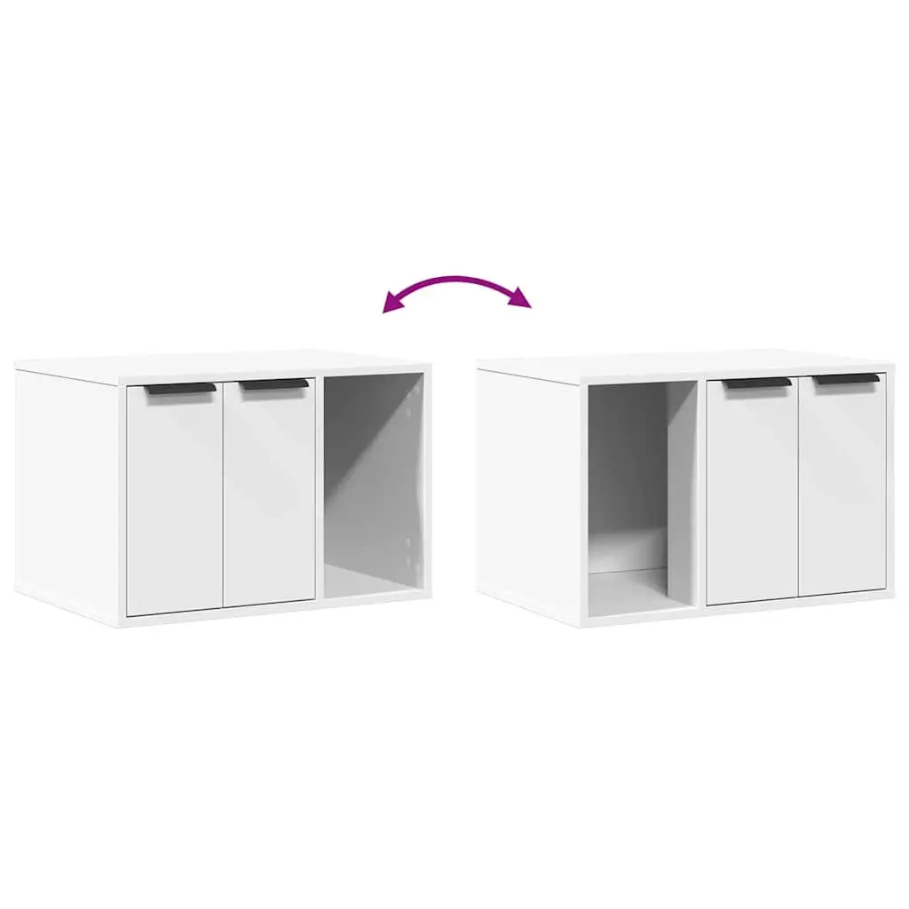 Cat Litter Box Enclosure Cabinet for Cats White Engineered Wood 60 x 40 x 40 cm