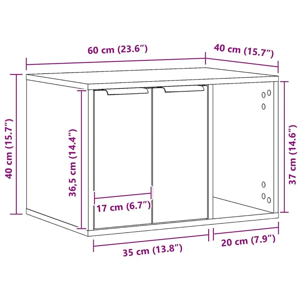 Cat Litter Box Enclosure Furniture Engineered Wood Cabinet Side Table Storage