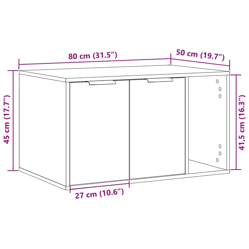 Cat Litter Box Enclosure Brown Engineered Wood Side Table Storage Cabinet