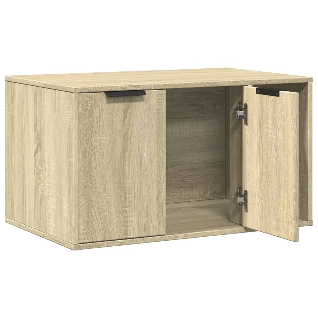 Cat Litter Box Enclosure Brown Engineered Wood Side Table Storage Cabinet