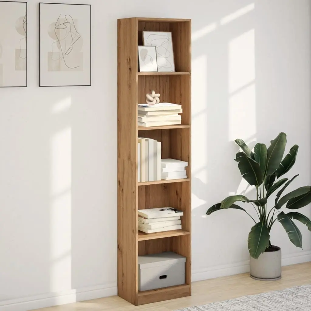 Bookcase Brown Engineered Wood Open Shelving Storage Unit Home Office Furniture
