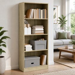 Brown Engineered Wood Bookcase Storage - 60W x 24D x 143H cm