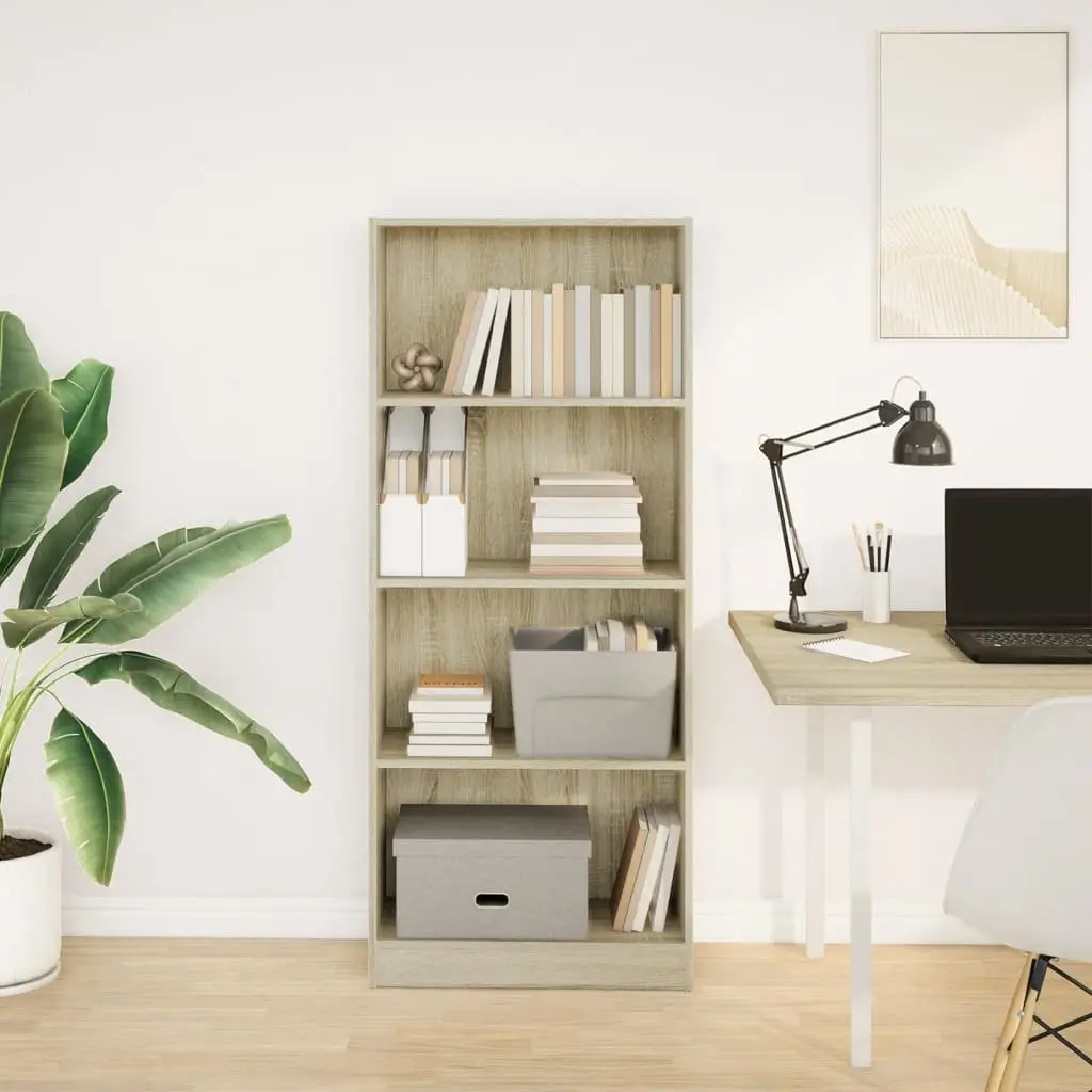 Bookcase Storage Unit Open Compartments Brown Standing Shelf Home 60W x 24D x 143H cm