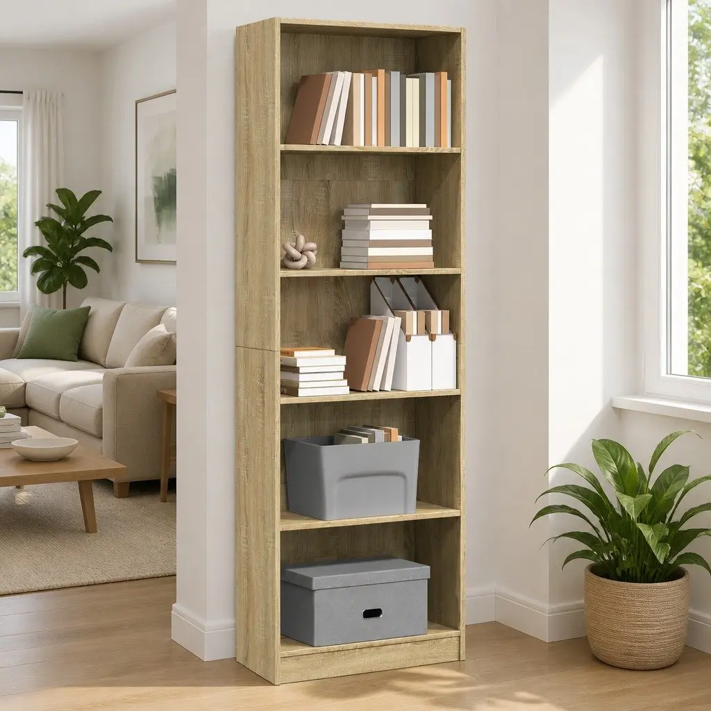 Bookcase Storage Shelving Unit for Home Office 60x24x176 cm Engineered Wood Brown