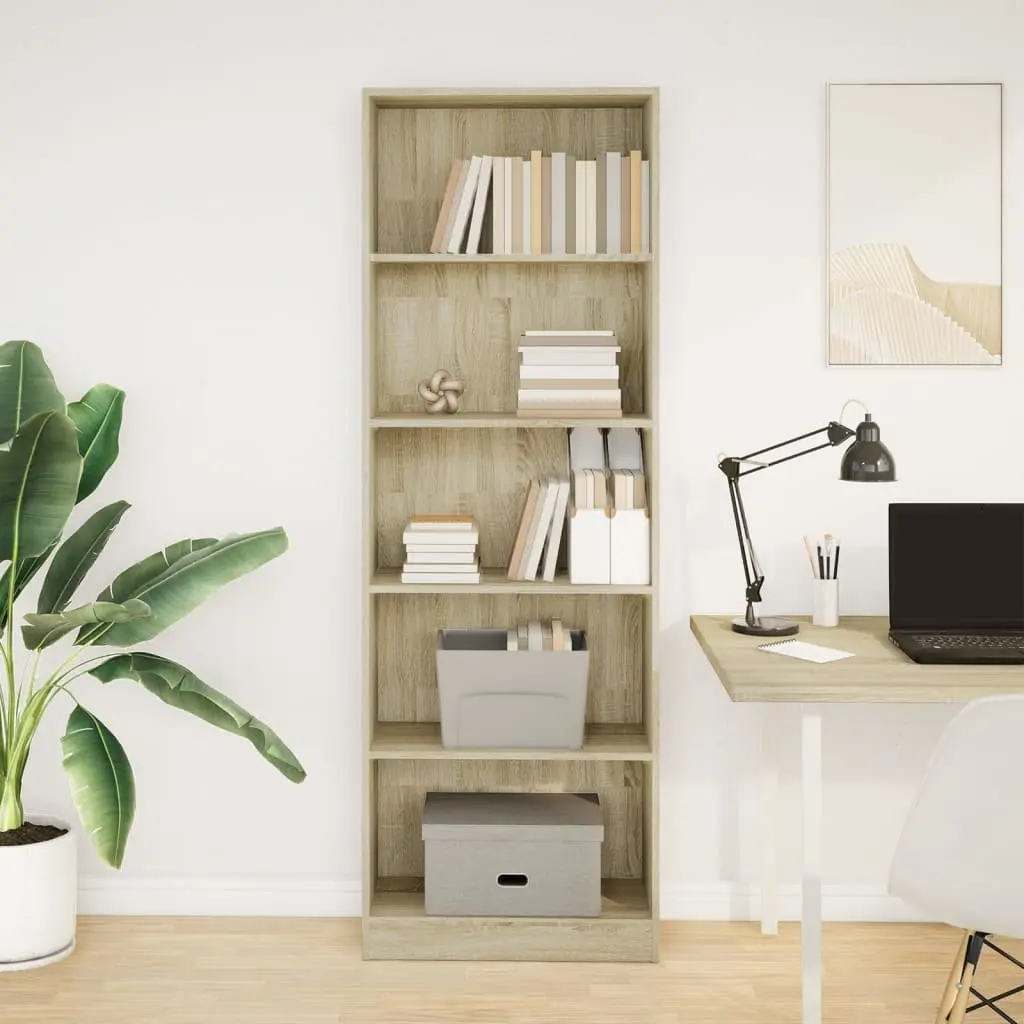 Bookcase Storage Shelving Unit for Home Office 60x24x176 cm Engineered Wood Brown