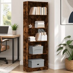 Engineered Wood Bookcase 60x24x176 cm in Smoked Oak