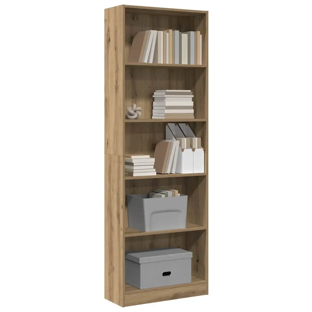 Bookcase Brown Engineered Wood Storage Shelving Unit Home Office 60W x 24D x 176H cm