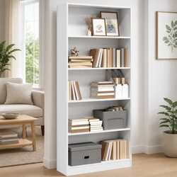 White Bookcase Dimensions 80x24x176 cm with Open Storage