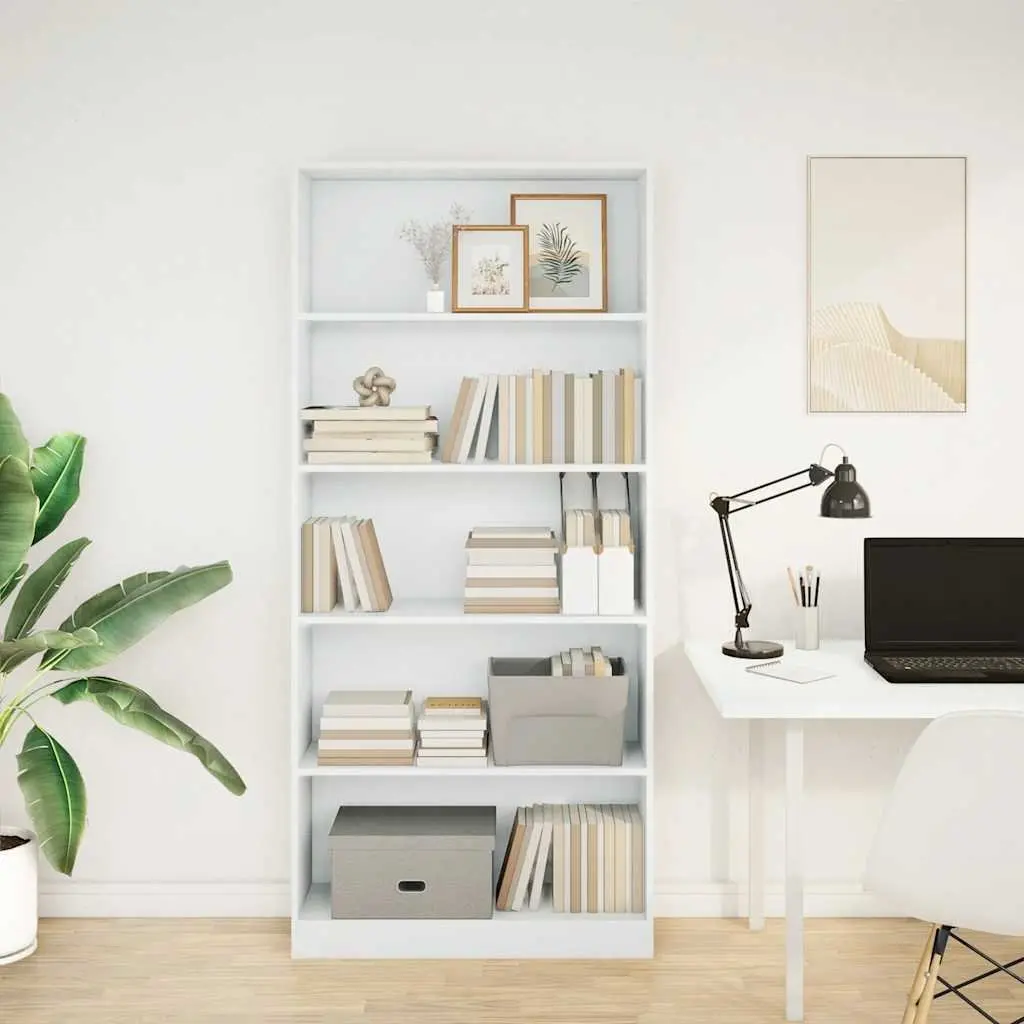 Bookcase White 80x24x176 cm Open Compartments Storage Shelving Unit Home Office