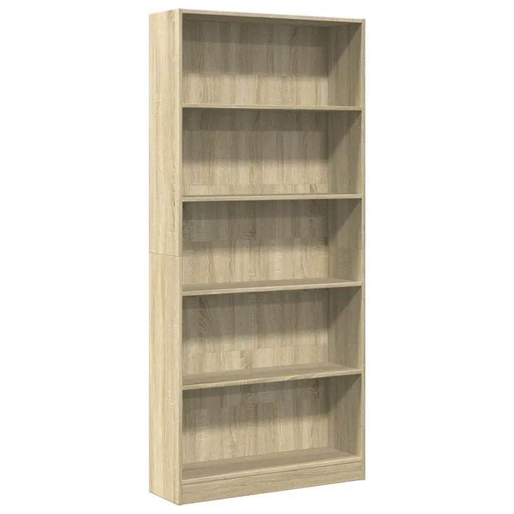 Bookcase Sonoma Oak 80x24x176cm Open Shelving Storage Cabinet Engineered Wood