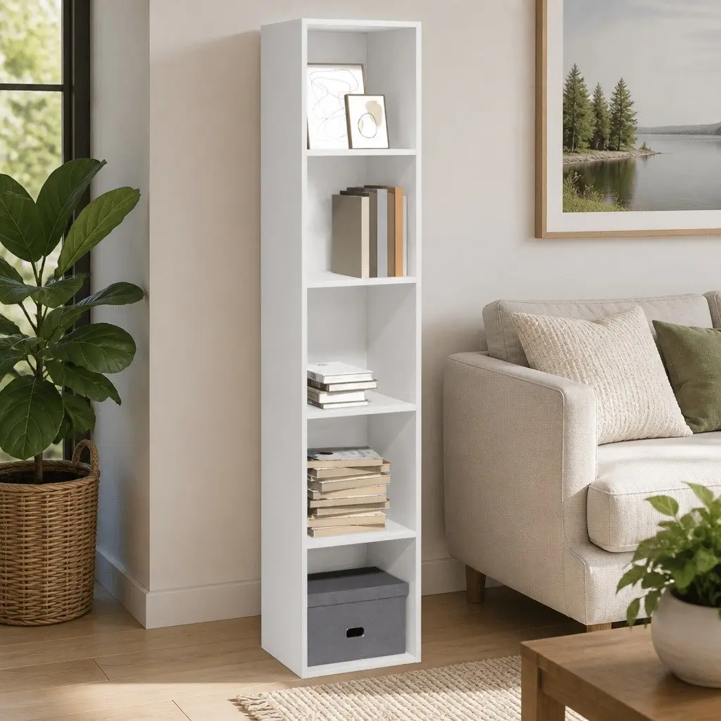 Bookcase White 40x30x189 cm Open Shelves Storage Cabinet Living Room Bedroom