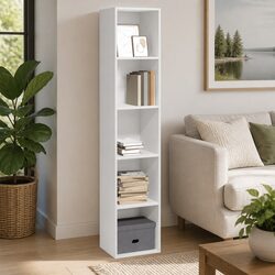 White Open Shelves Bookcase 40x30x189 cm - Specs Inside