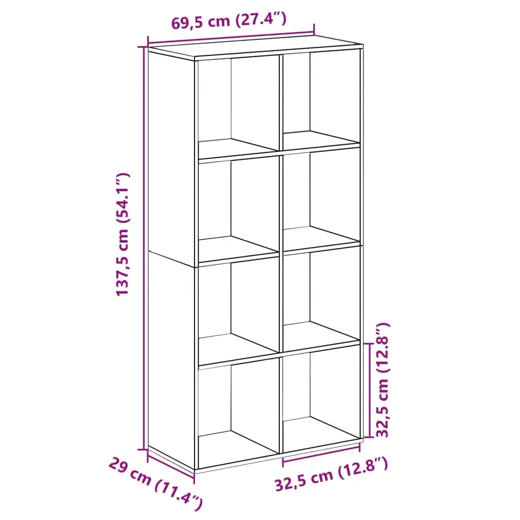 Room Divider Bookcase White 69.5x29x137.5cm Cube Storage Shelving Unit