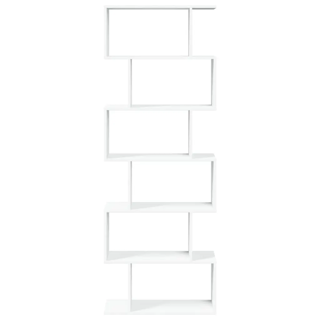 Room Divider Bookcase 6-Tier White 70x24x193 cm Standing Storage Shelf