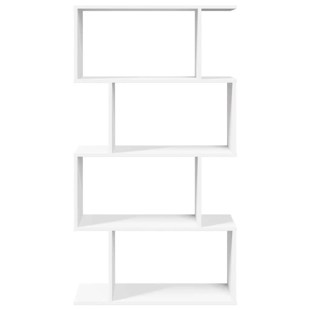 Room Divider Bookcase 4-Tier White Engineered Wood Shelving Unit Storage Display