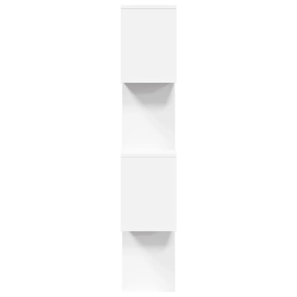 Room Divider Bookcase 4-Tier White Engineered Wood Shelving Unit Storage Display