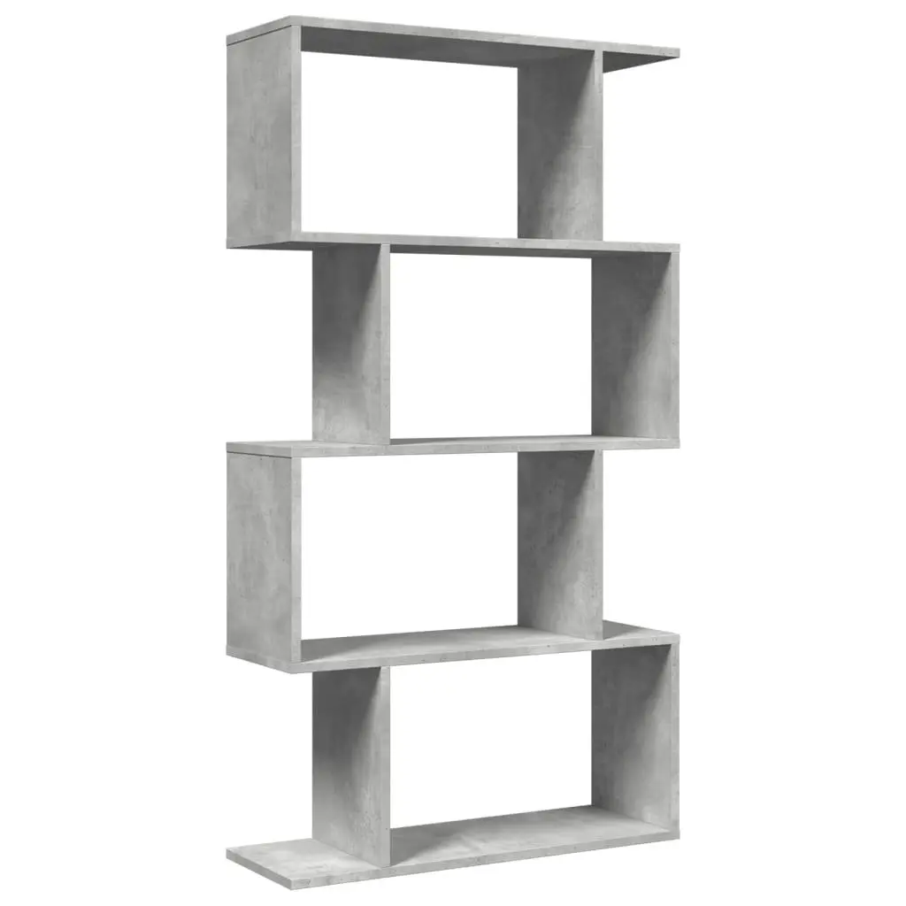 Room Divider Bookcase 4-Tier Storage Shelf Grey Engineered Wood 70x24x129cm