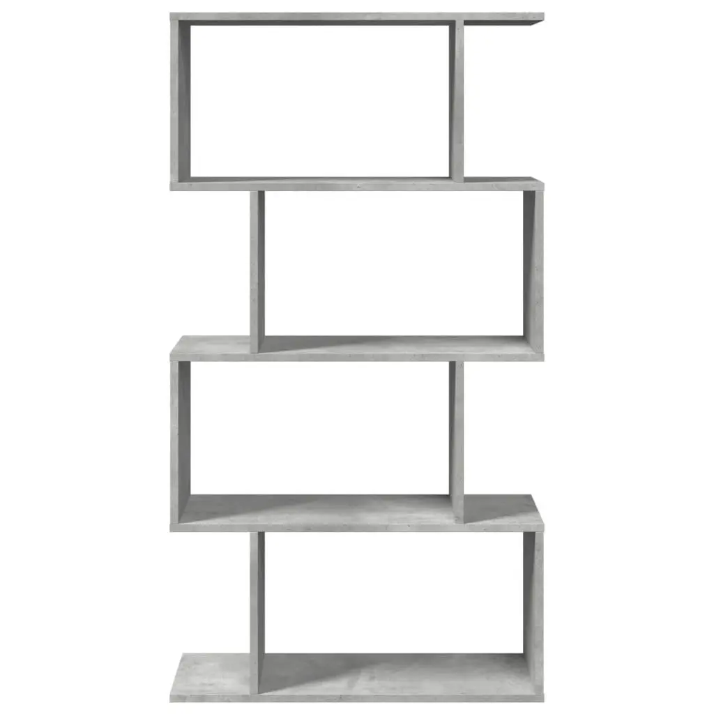 Room Divider Bookcase 4-Tier Storage Shelf Grey Engineered Wood 70x24x129cm
