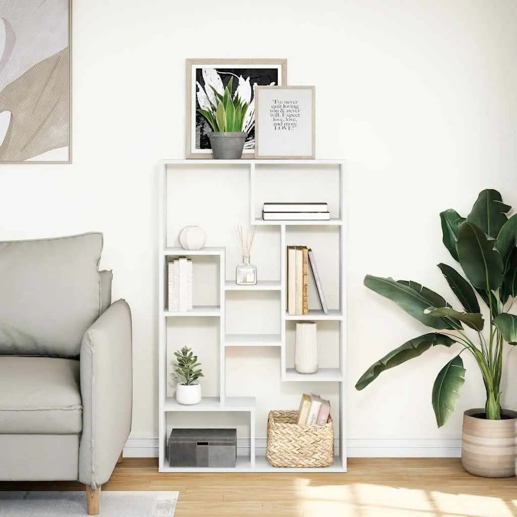 Bookcase White 72x20x120.5 cm Engineered Wood Shelving Unit Storage Display